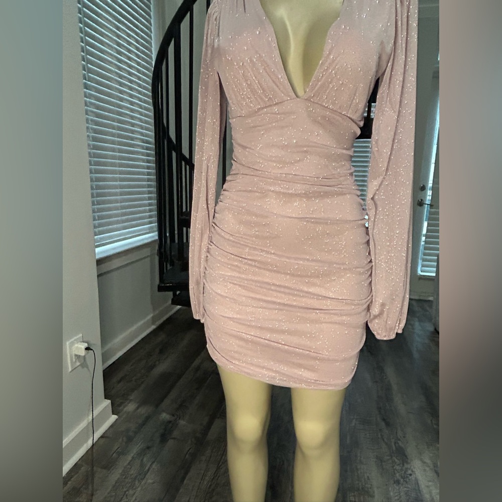 $25 Dress Sale! Windsor Shimmering Pink Long Sleeve Dress